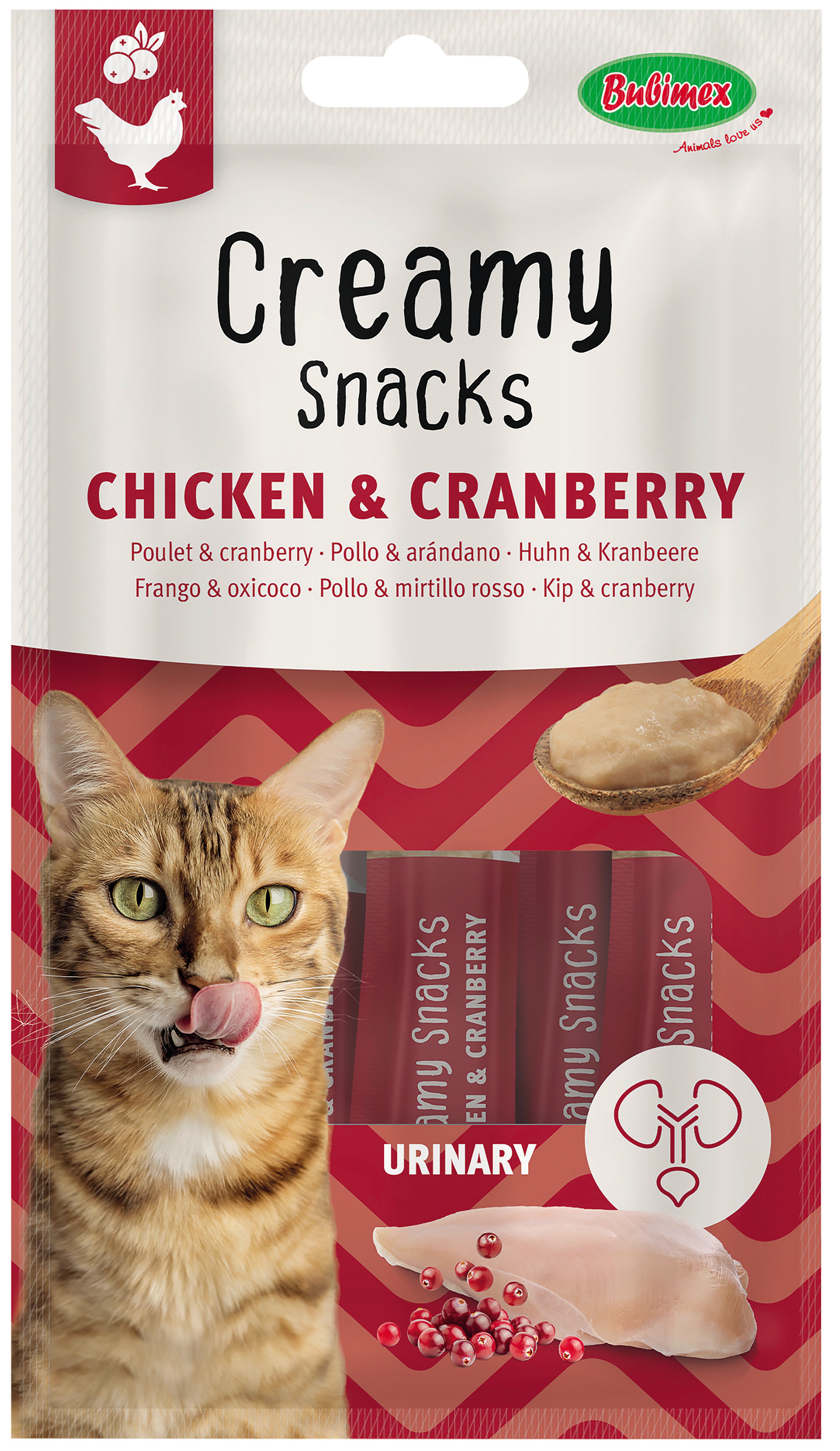 Bubimex - Cr&egrave;me &agrave; L&eacute;cher x4 Poulet & Cranberry pour Chats - 60g Image num&eacute;ro 1