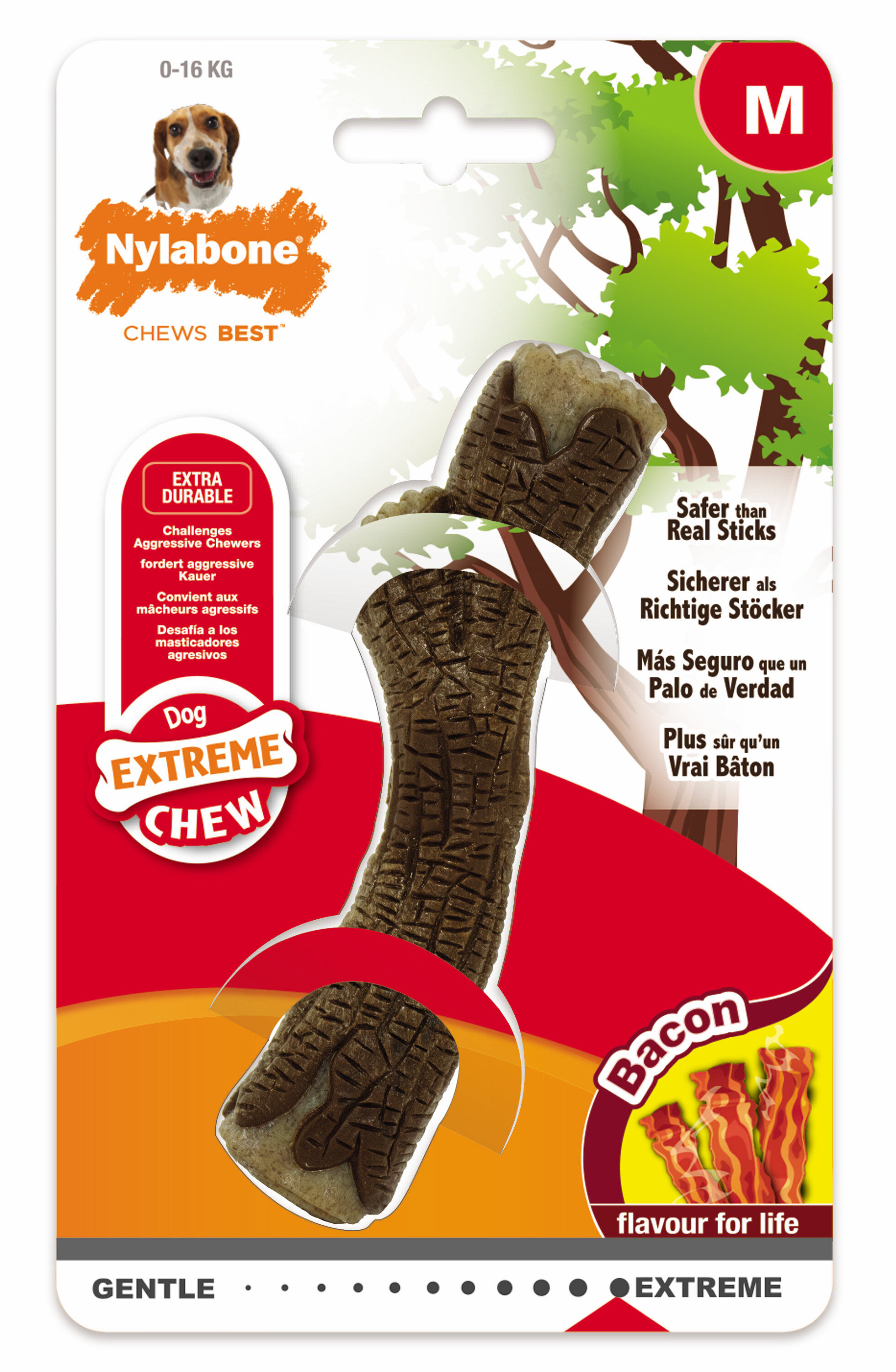 Anka - Jouet Stick Nylabone Wooden au Bacon pour Chien - M Image num&eacute;ro 1