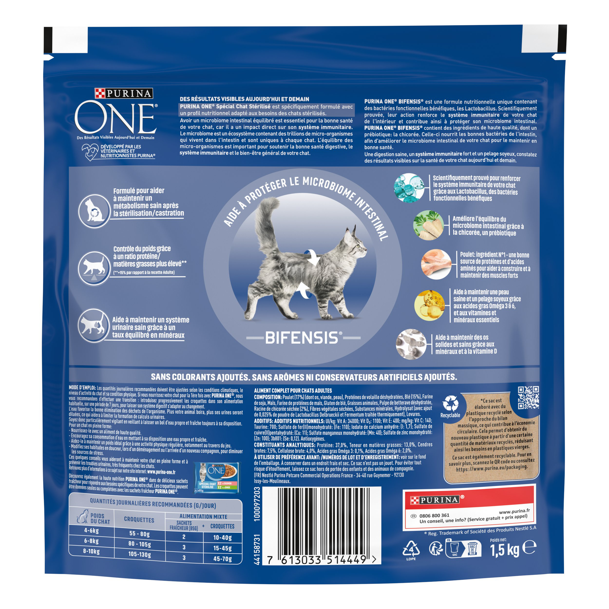 Purina One - Croquettes au Poulet et Bl&eacute; pour Chat Adulte St&eacute;rilis&eacute; - 1,5Kg Image num&eacute;ro 3