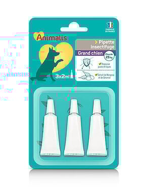 Animalis - Répulsif Insectifuge en Pipette pour Grand Chien - 3x2ml