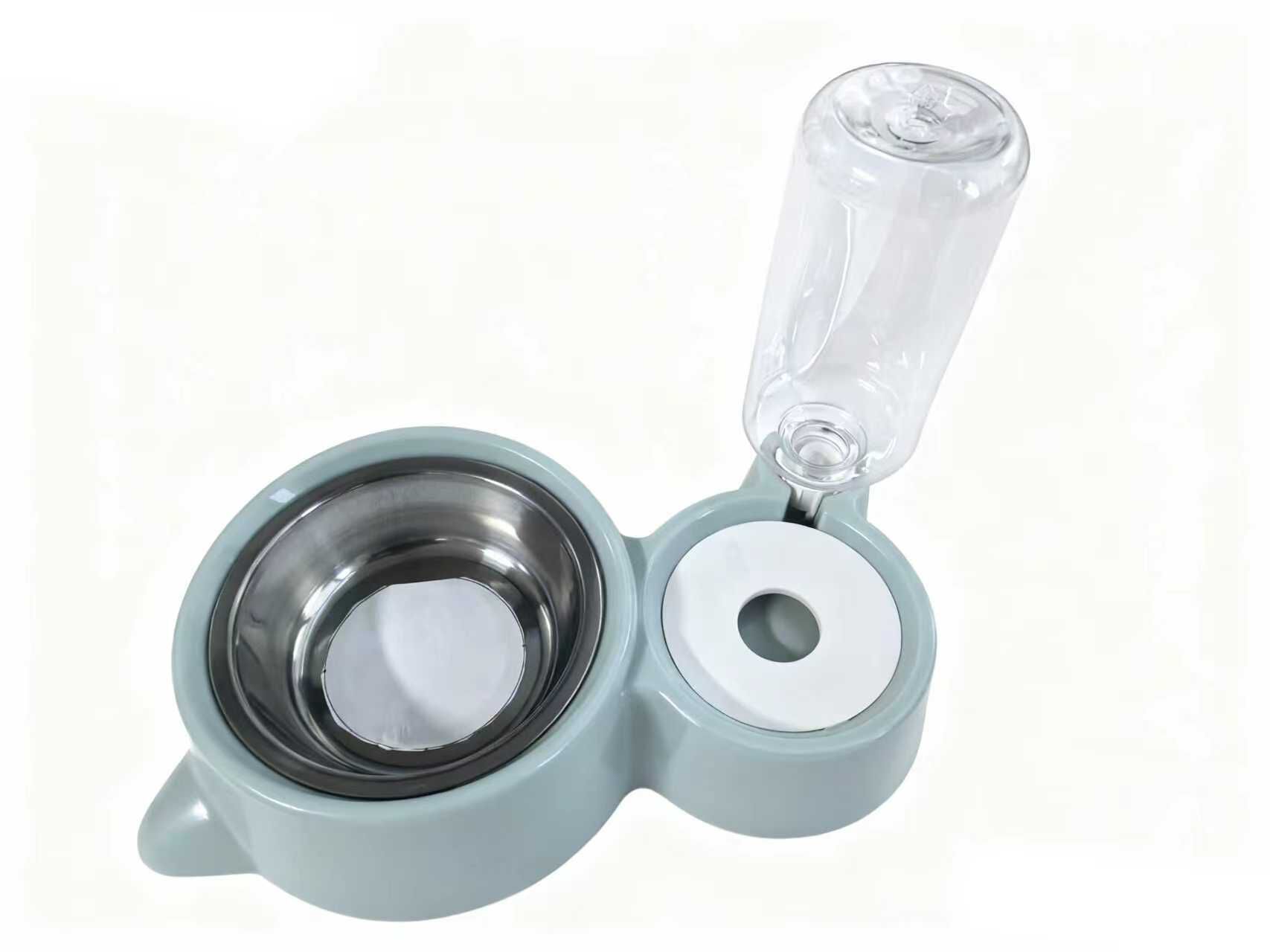 Leeby - Distributeur 2 en 1 d'Eau avec gamelle en Inox pour Chats - 500ml / 250ml Image num&eacute;ro 2