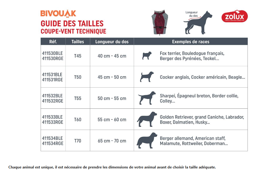 Zolux - Veste Technique Bivouak Bleu pour Chiens - 60cm Image num&eacute;ro 2