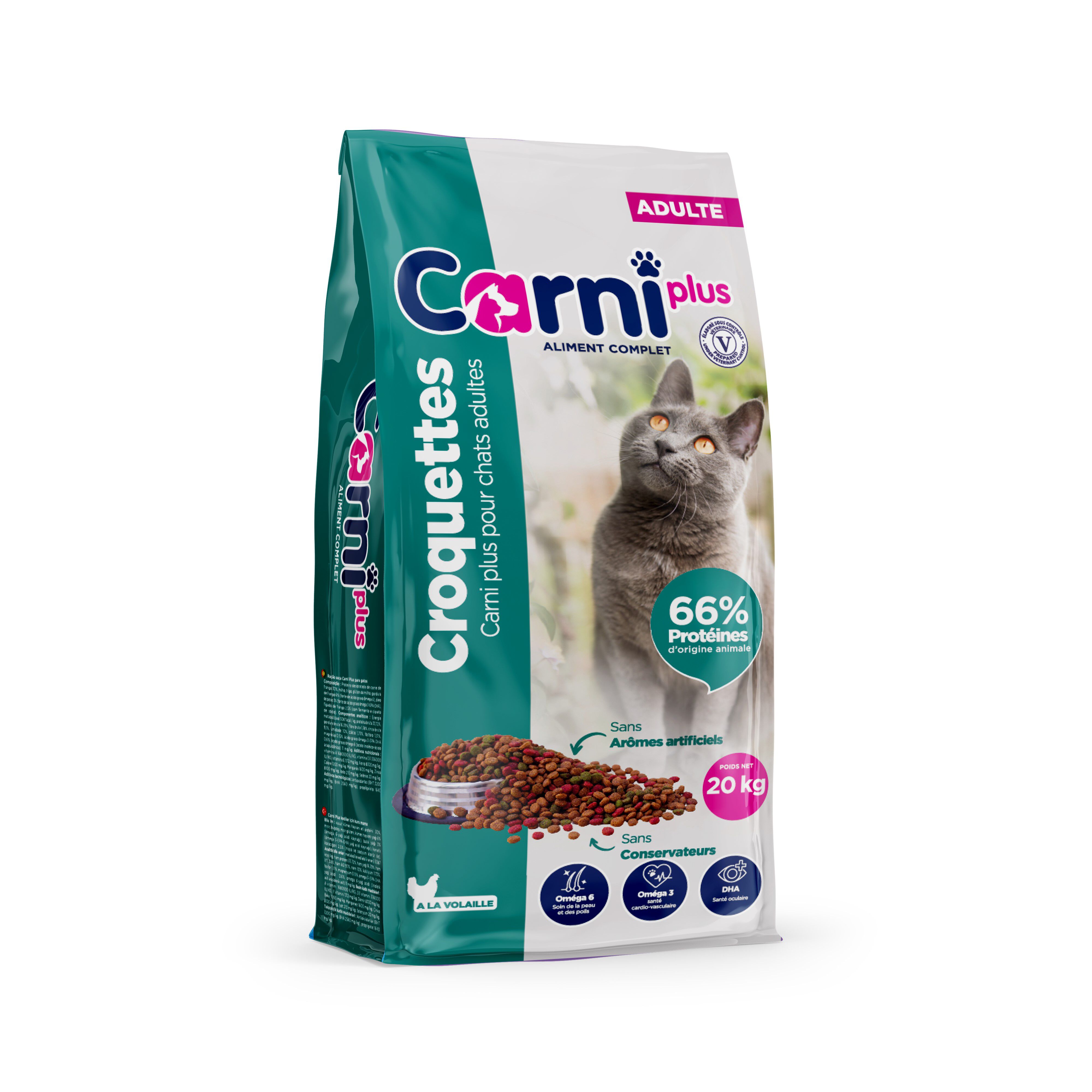 Carni Plus - Croquettes &agrave; la Volaille pour Chats Adultes - 20Kg Image num&eacute;ro 1