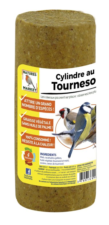 Natures Markets - Cylindre Graisse Végétale aux Tournesols pour Oiseaux du Ciel - 850g Image numéro 1 Natures Markets - Cylindre Graisse Végétale aux Tournesols pour Oiseaux du Ciel - 850g Image numéro 1