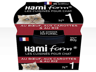 Hamiform - Les Cuisinés N°1 Bœuf Carottes Riz pour Chat - 80g