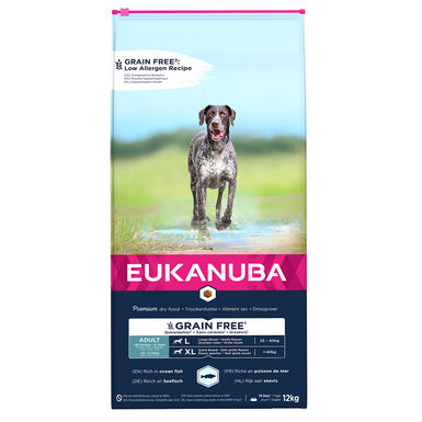 Eukanuba -  Croquettes Chien Adulte Sans Céréales Grandes Races Riche en Poissons 12kg