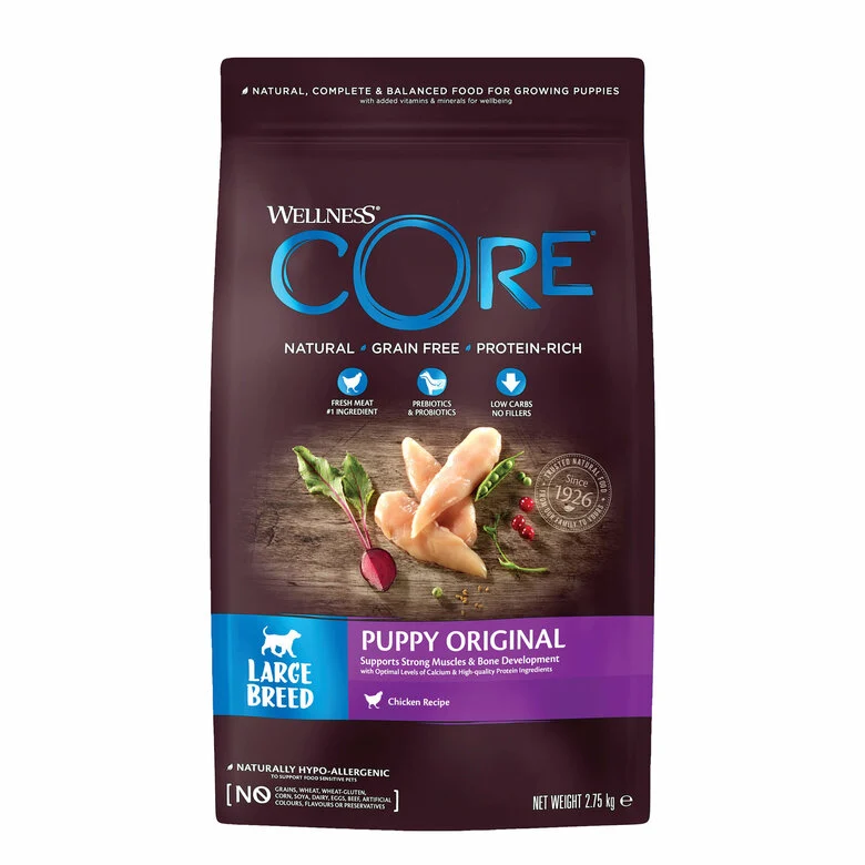Wellness CORE - Croquettes Puppy Poulet & Dinde pour Chiot Grande Race - 2,75Kg Image numéro 1 Wellness CORE - Croquettes Puppy Poulet & Dinde pour Chiot Grande Race - 2,75Kg Image numéro 1