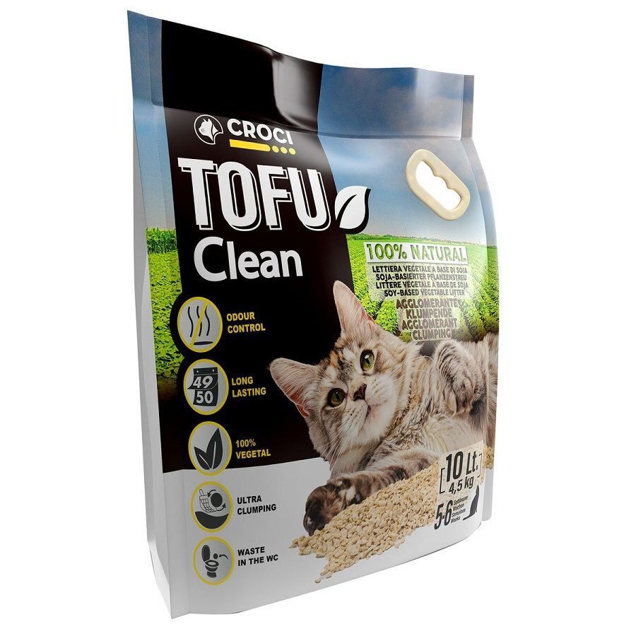 Croci - Liti&egrave;re V&eacute;g&eacute;tale TOFU CLEAN pour Chat - 10L Image num&eacute;ro 1