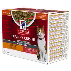 Hill’s Science Plan Healthy Cuisine Mijoté Pour Chat Adulte Stérilisé Au Poulet Et Légumes  - 12x80g