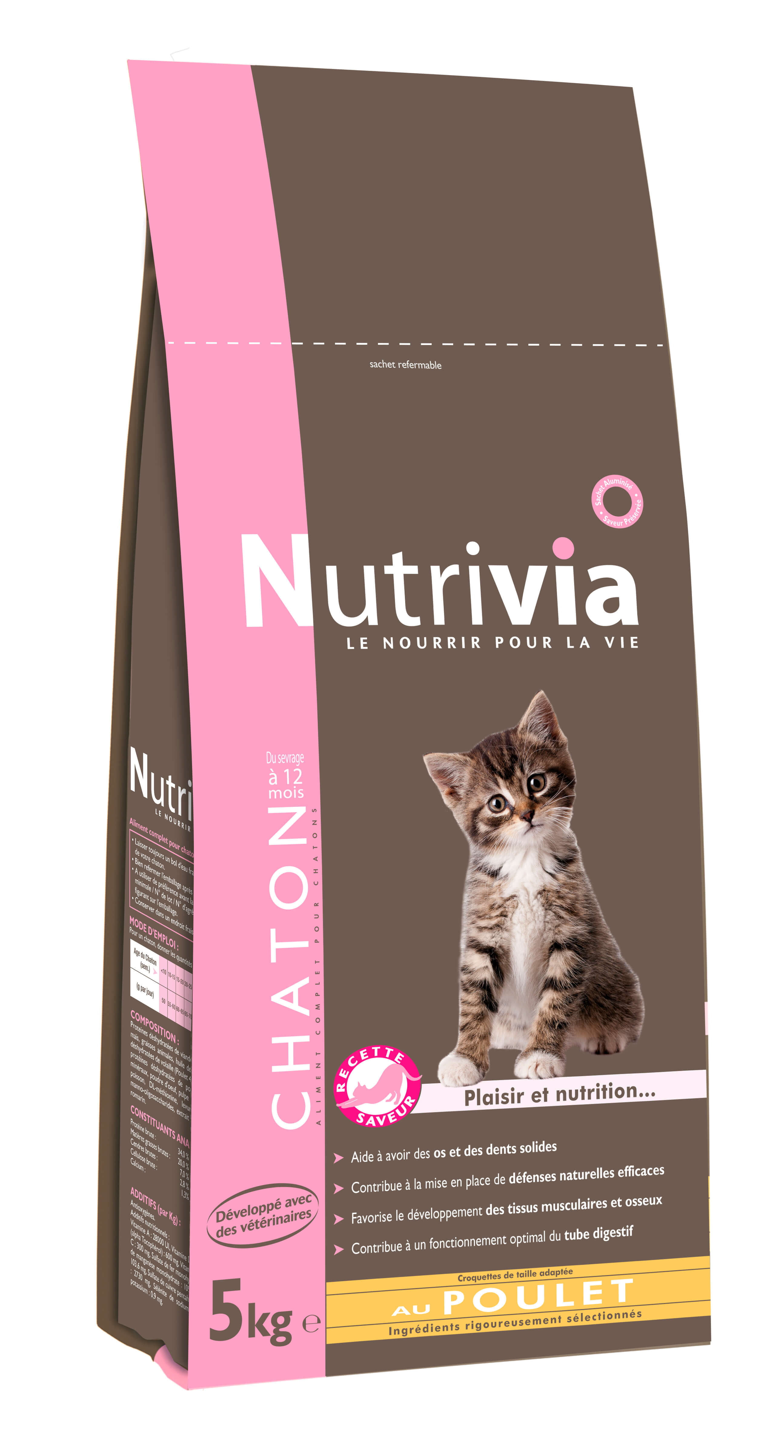 Nutrivia - Croquettes au Poulet pour Chaton - 5Kg Image num&eacute;ro 1