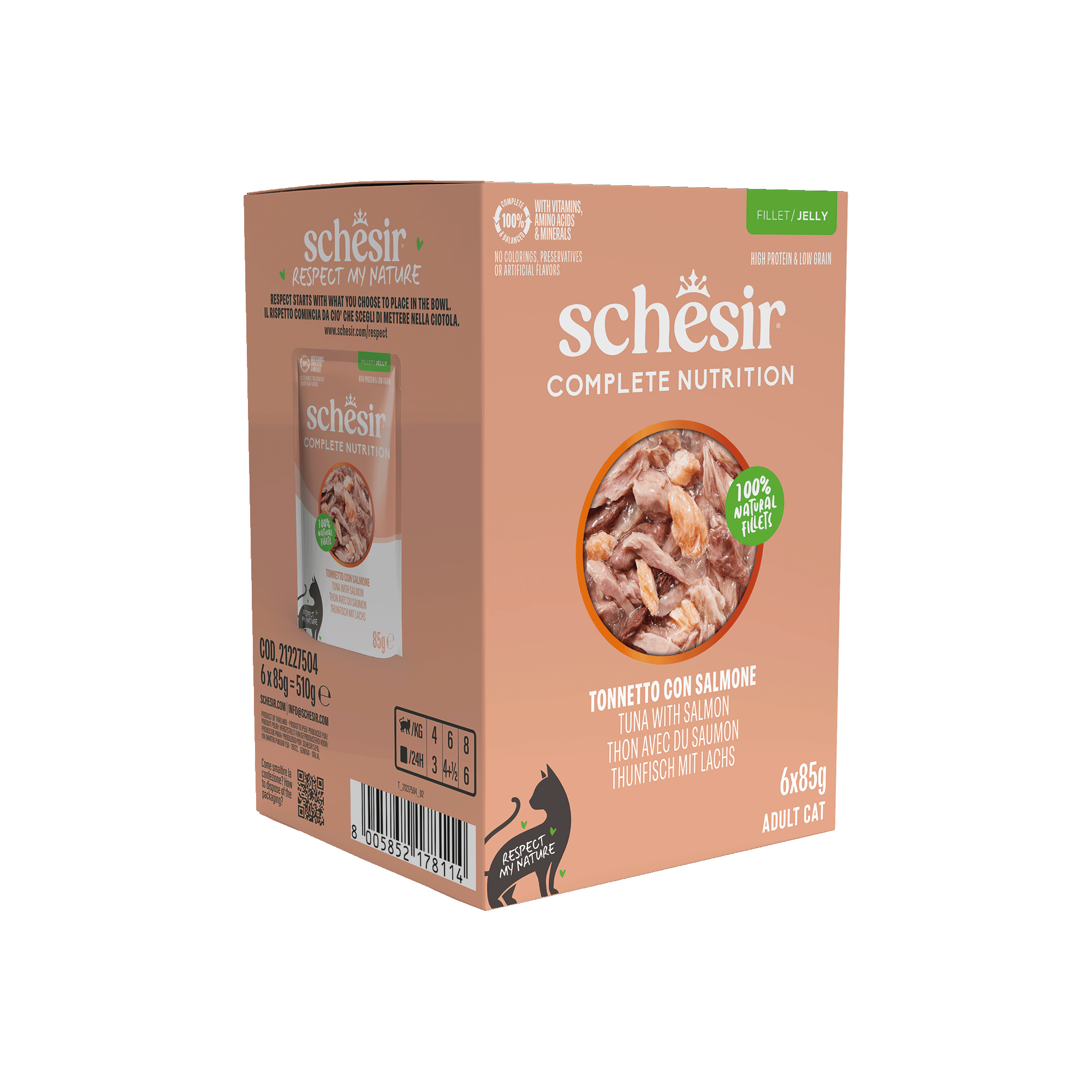 Schesir - Sachets Humides Thon et Saumon en Gel&eacute;e pour Chats - 6x85g Image num&eacute;ro 1