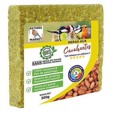 Natures Market - Graisse Végétale aux Cacahuètes pour Oiseaux des Jardins - 300g