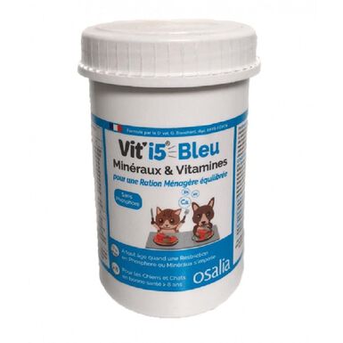 Osalia - VIT'I5 Bleu Minéraux et Vitamines pour Chiens et Chats de Plus de 8 ans - 250g