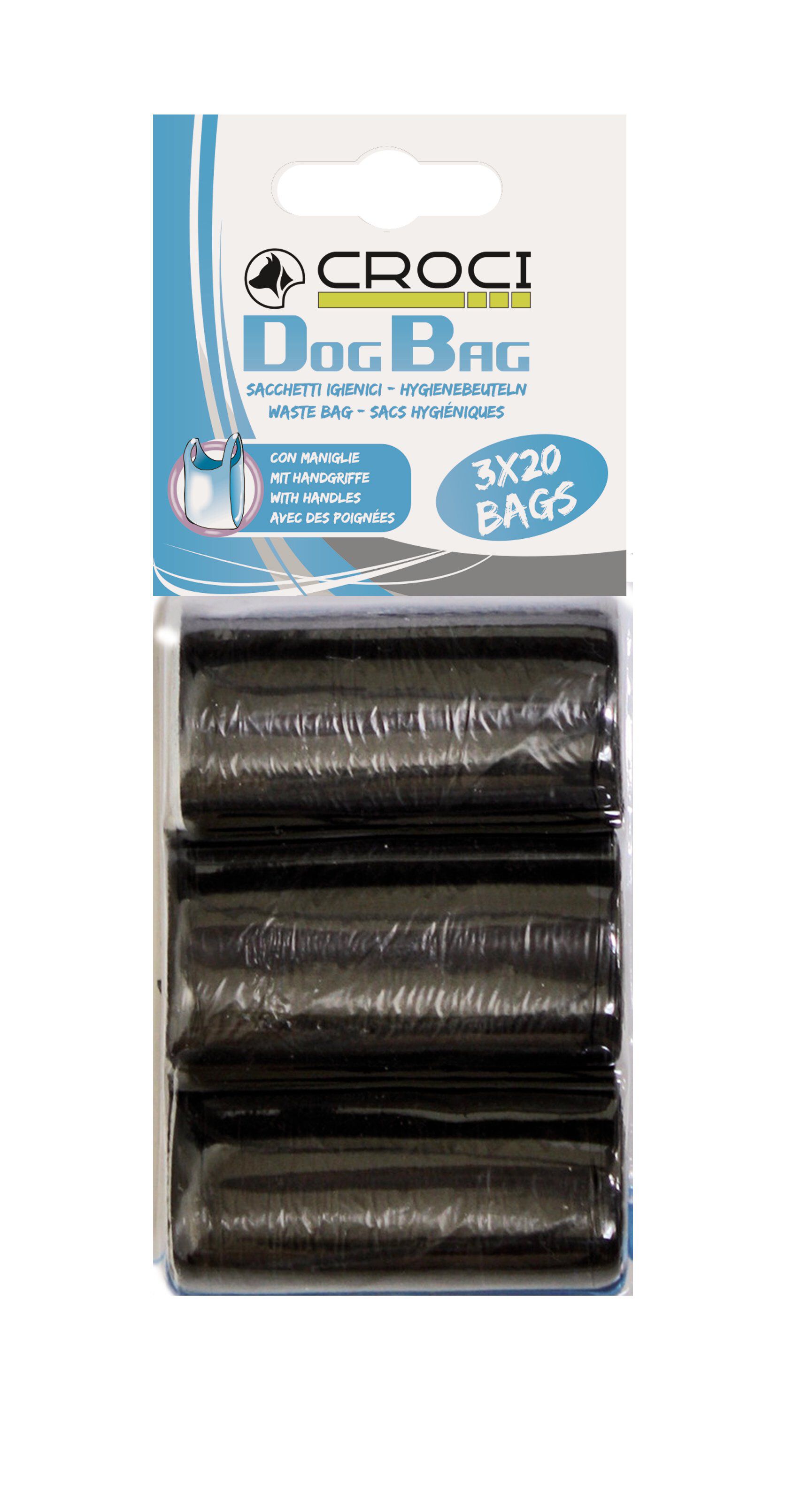 Croci - Sac D&eacute;jection Dog Bag Noir avec Poign&eacute;e - 3x20 Image num&eacute;ro 1