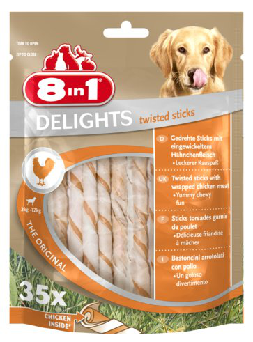 8in1 - Friandises Delights Poulet B&acirc;tonnets Torsad&eacute;s pour Chiens - x35 Image num&eacute;ro 1