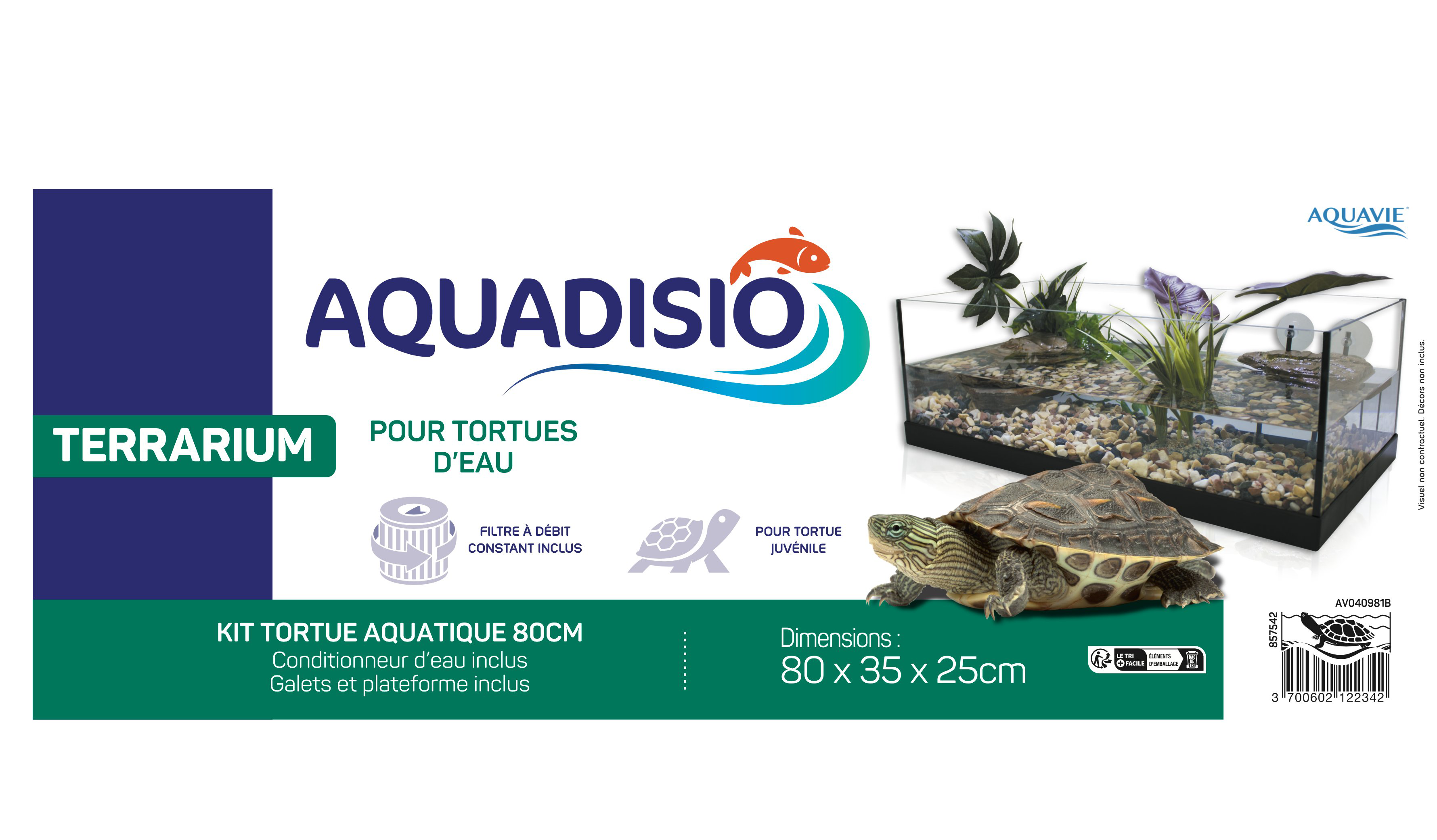 Aquadisio - Terrarium Kit Equip&eacute; pour Tortue Aquatique - 80cm Image num&eacute;ro 2