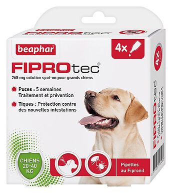 Beaphar - Pipettes Antiparasitaires Fiprotec pour Grand Chien - X4