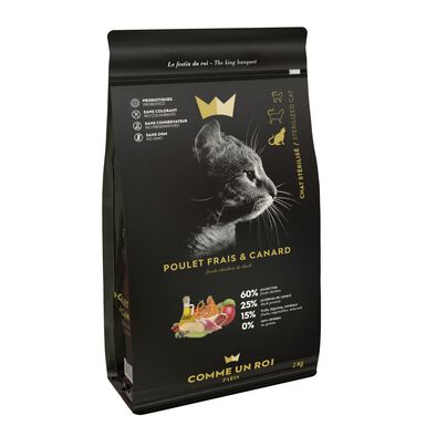 Comme Un Roi - Croquettes au Poulet Frais et Canard pour Chat Stérilisé