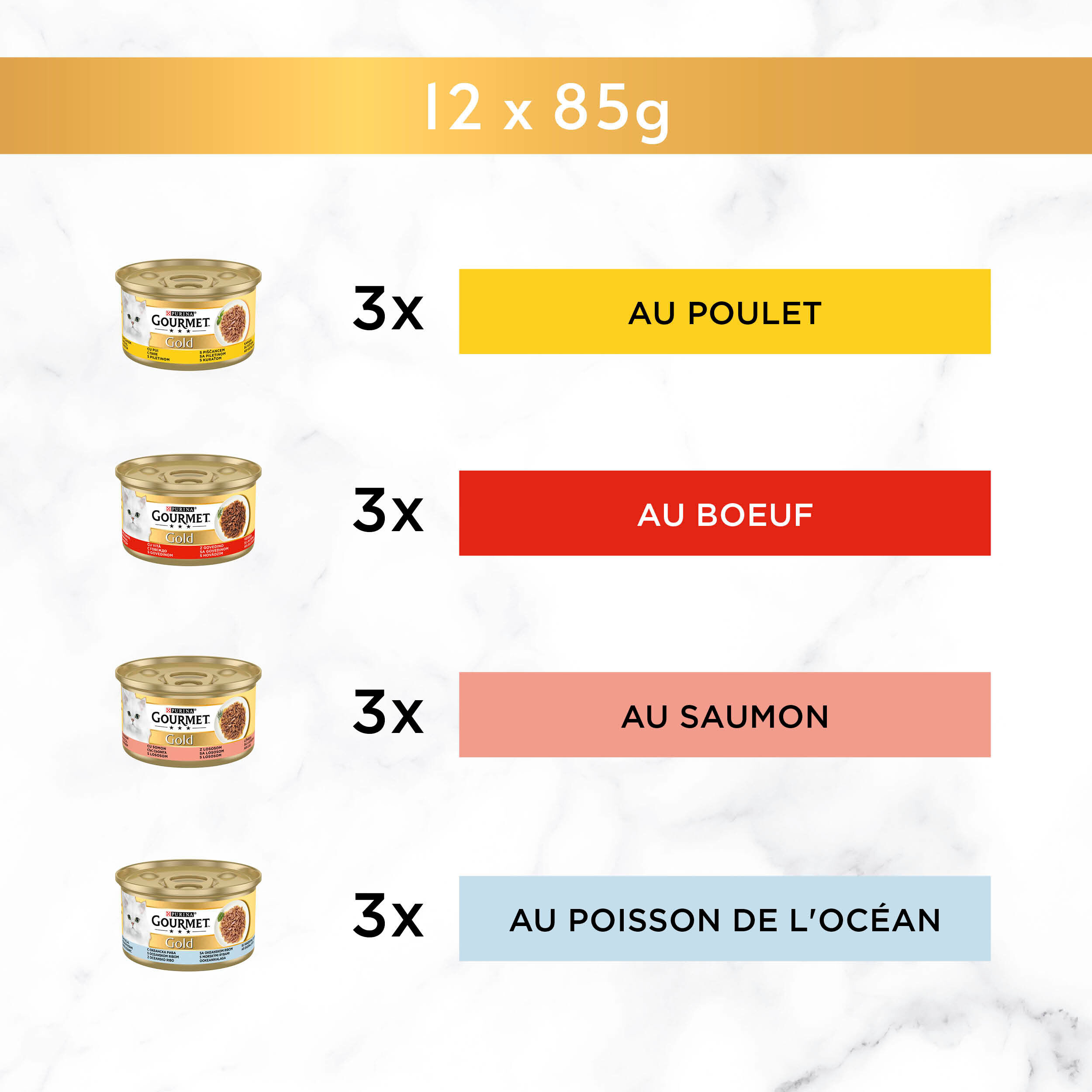 GOURMET - Sachets fra&icirc;cheur GOLD Les Effiloch&eacute;s en Sauce pour chats adultes - 12x85g Image num&eacute;ro 3