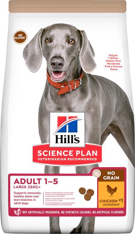 Hill's Science Plan - No Grain Adult Croquettes Sans C&eacute;r&eacute;ales Chien Adulte Grande Race Poulet -12kg Image num&eacute;ro 1