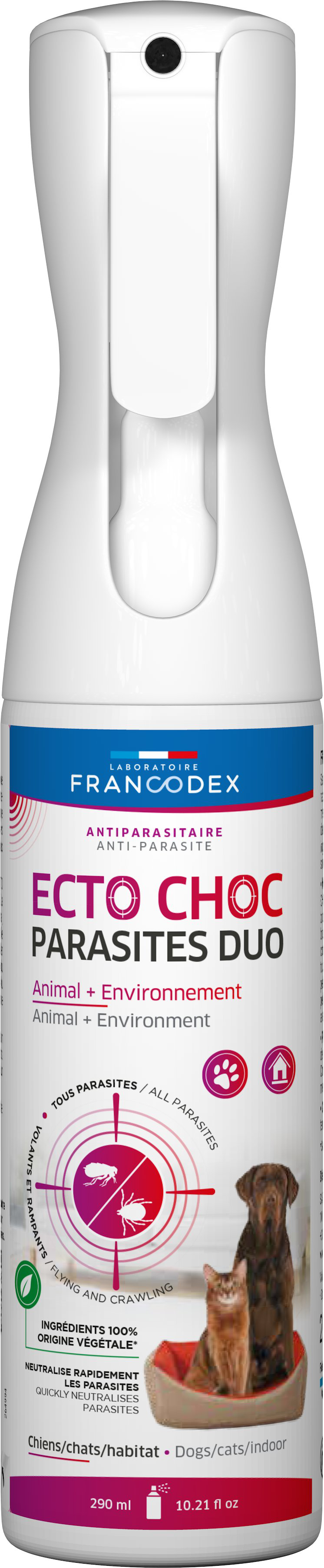 Francodex - Brumisateur Ecto Choc Parasites Duo Chiens Chats et Habitat - 290ml Image num&eacute;ro 1