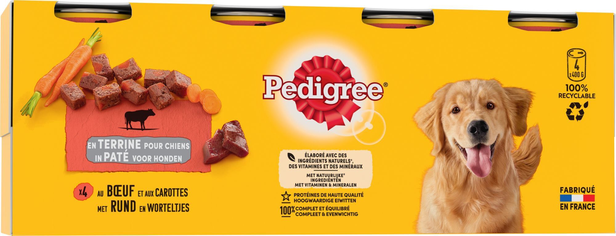 Pedigree - Bo&icirc;tes en Terrine au B&oelig;uf et Carottes pour Chien - 4x400g Image num&eacute;ro 1