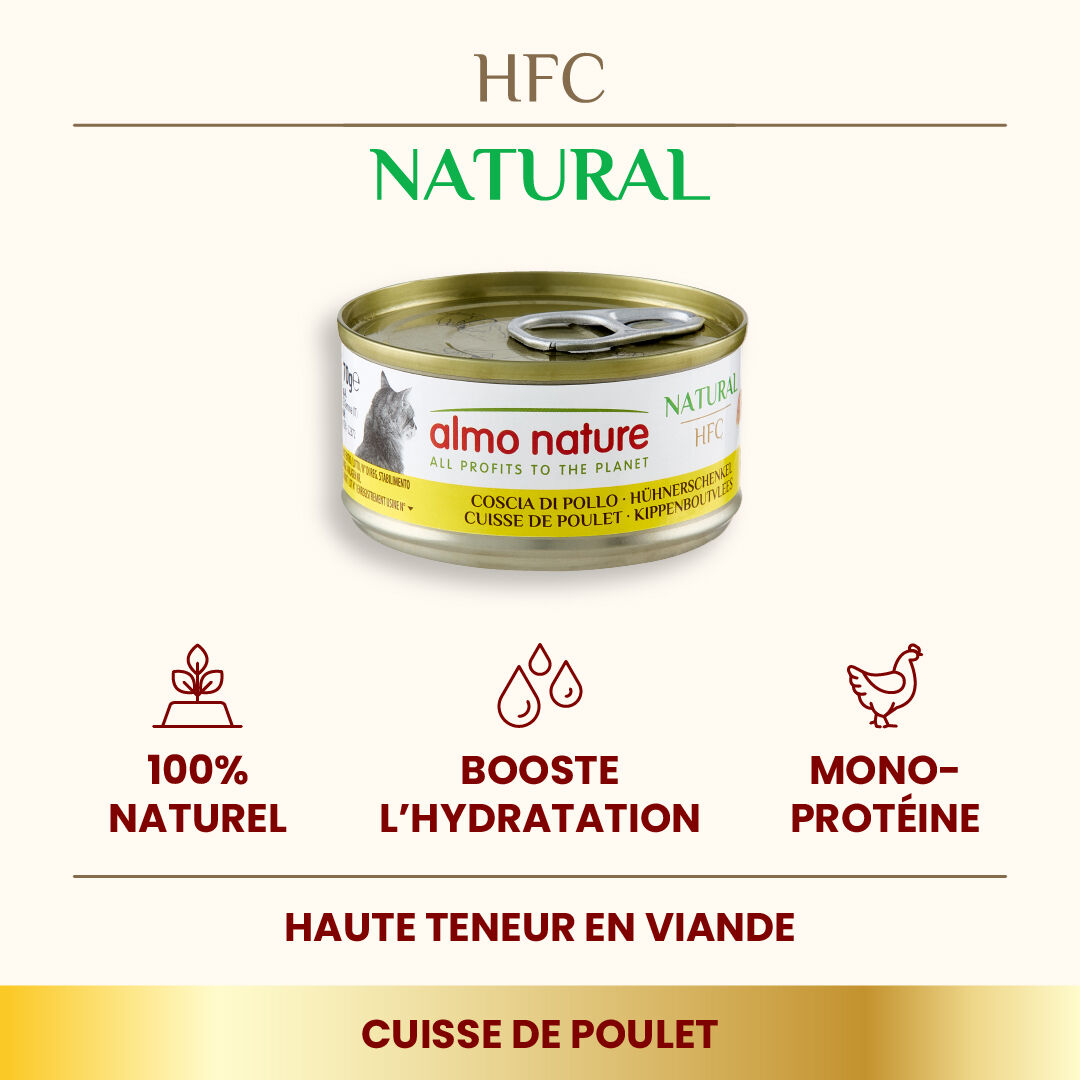 Almo Nature - P&acirc;t&eacute;e en Bo&icirc;te HFC Natural Cuisse de Poulet pour Chat - 70g Image num&eacute;ro 2