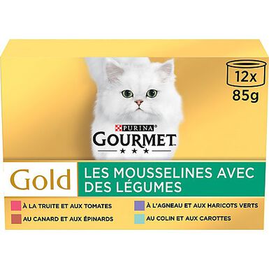 GOURMET - Boîtes GOLD Les Mousselines avec des Légumes pour chats - 12x85g