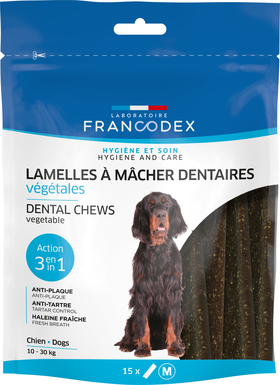 Francodex - Lamelles à Mâcher Anti-plaque Dentaire pour Chien de 10 à 30Kg - x15