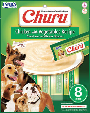 Inaba - Friandises Churu Poulet avec Recette aux Légumes pour chiens - 8x20g