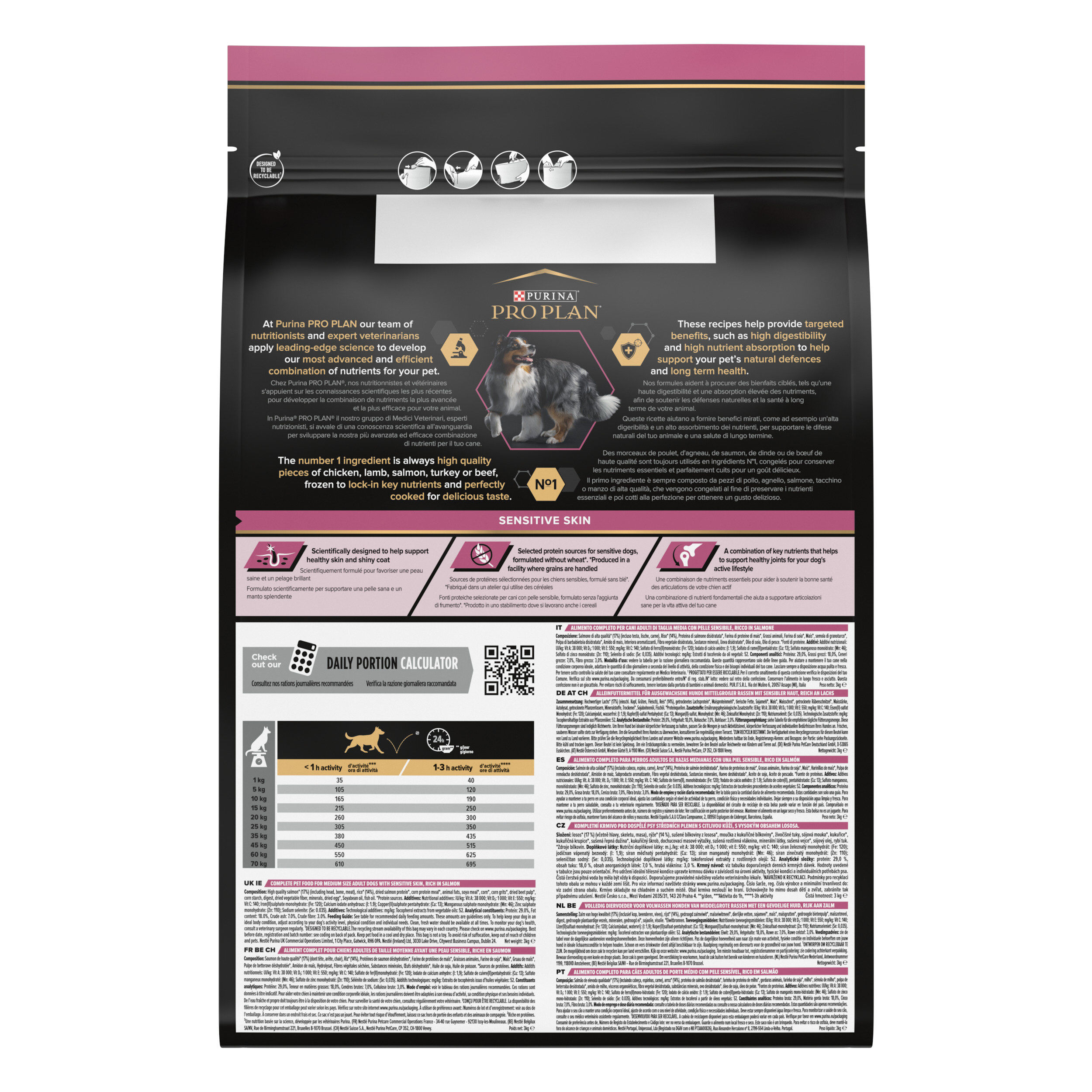 Pro Plan - Croquettes Medium Sensitive Skin Saumon pour Chien - 3Kg Image num&eacute;ro 2