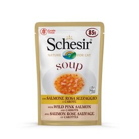 Schesir - Soupe au Saumon rose Sauvage et Carottes pour Chat - 85g