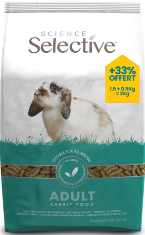 Supreme Science - Aliment Selective pour Lapin Adulte - 1,5Kg + 0,5Kg Offert Image num&eacute;ro 1