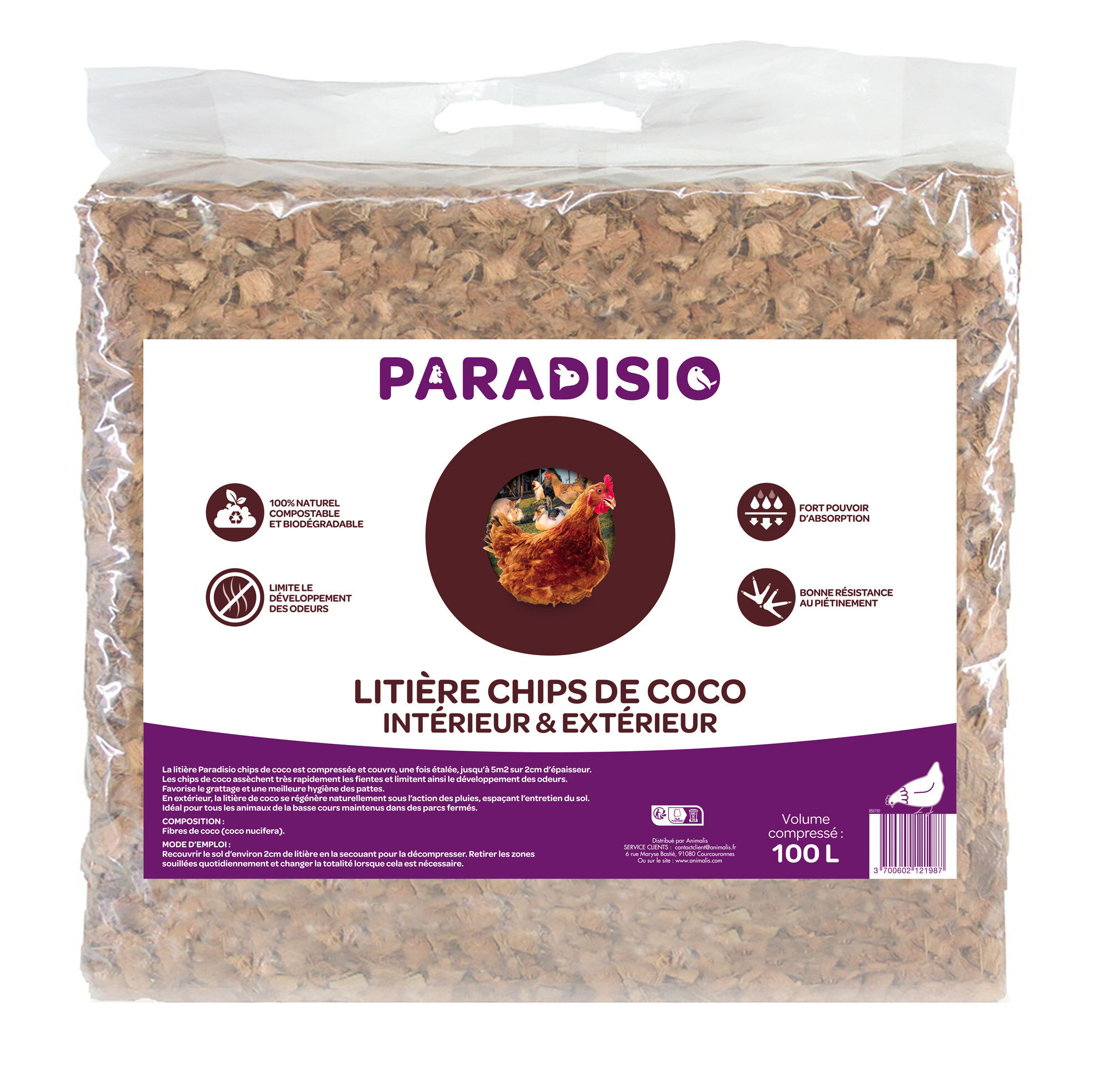 Paradisio - Liti&egrave;re Chips de Coco pour Basse Cour - 100L Image num&eacute;ro 1