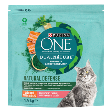 Purina One - Croquettes DUALNATURE Chat Stérilisé Spiruline Saumon - 1,4kg