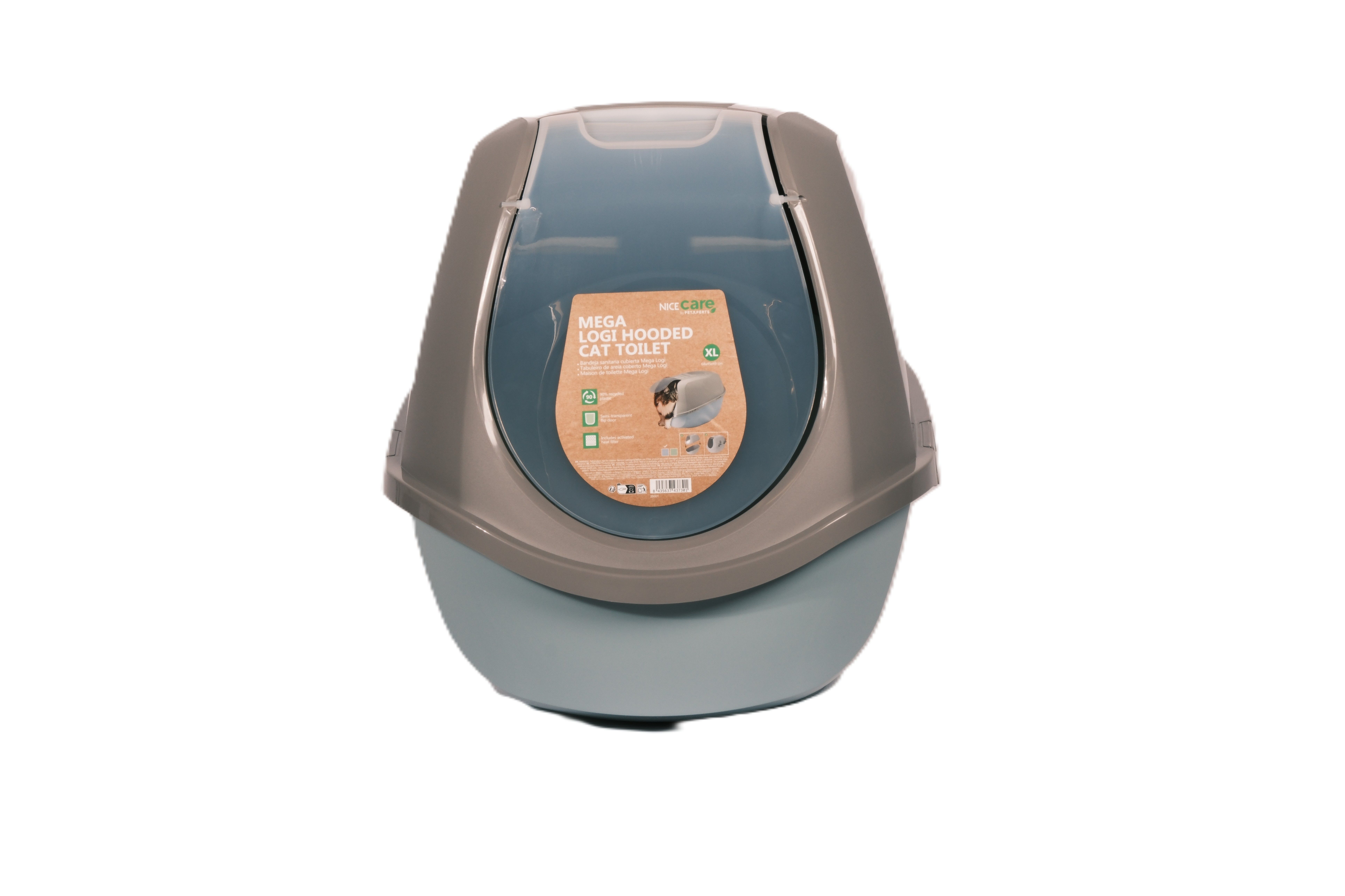 Nice Care - Bac &agrave; Liti&egrave;re Couvert Mega Smart 64cm pour Chats - Bleu Image num&eacute;ro 1