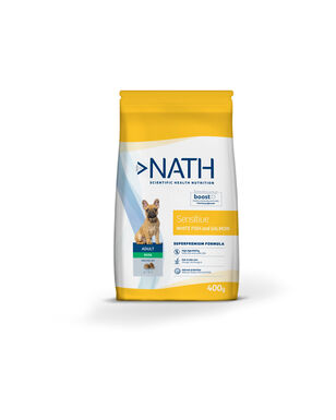 Nath - Croquettes Mini Adult Sensitive au Poisson et Saumon pour Chien - 400g