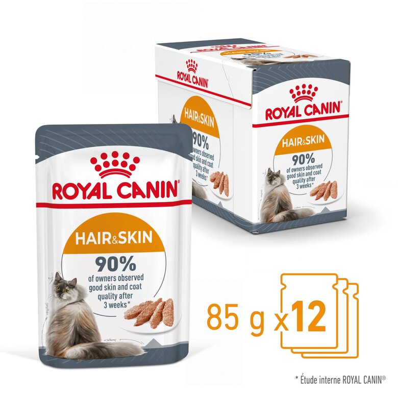 ROYAL CANIN - PÂTEE HAIR & SKIN EN MOUSSE CHAT ADULTE PEAU ET PELAGE - 12x85g image number null