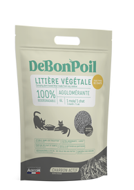 DeBonPoil  - Litière Végétale Agglomérante Soja Charbon pour Chat - 6L