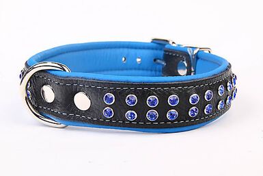 Yogipet - Collier Cuir Skóra Crystal pour Chien - Bleu