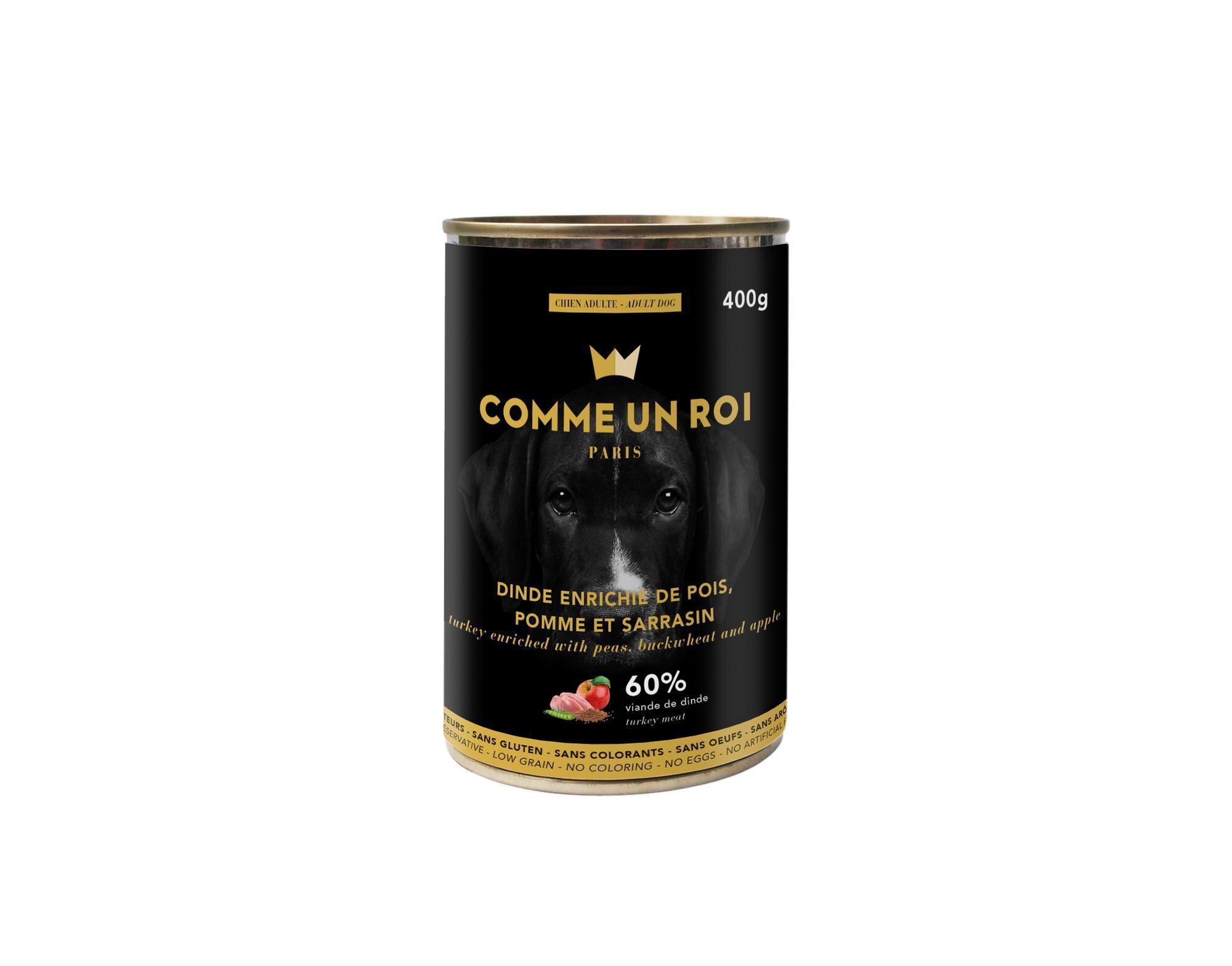 Comme Un Roi - P&acirc;t&eacute;e &agrave; la Dinde Enrichie de Pois Pomme et Sarasin pour Chien - 400g Image num&eacute;ro 1