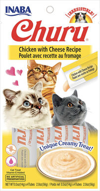 Inaba - Friandises Churu Poulet avec Recette au Fromage pour Chats - 4x14g