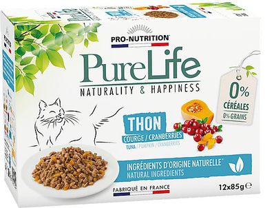 Flatazor - Pochons PURELIFE Effilés en Sauce au Thon pour Chat - 12x85g