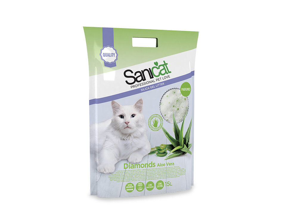 Sanicat - Liti&egrave;re Diamonds Aloe Vera pour Chat - 15L Image num&eacute;ro 1