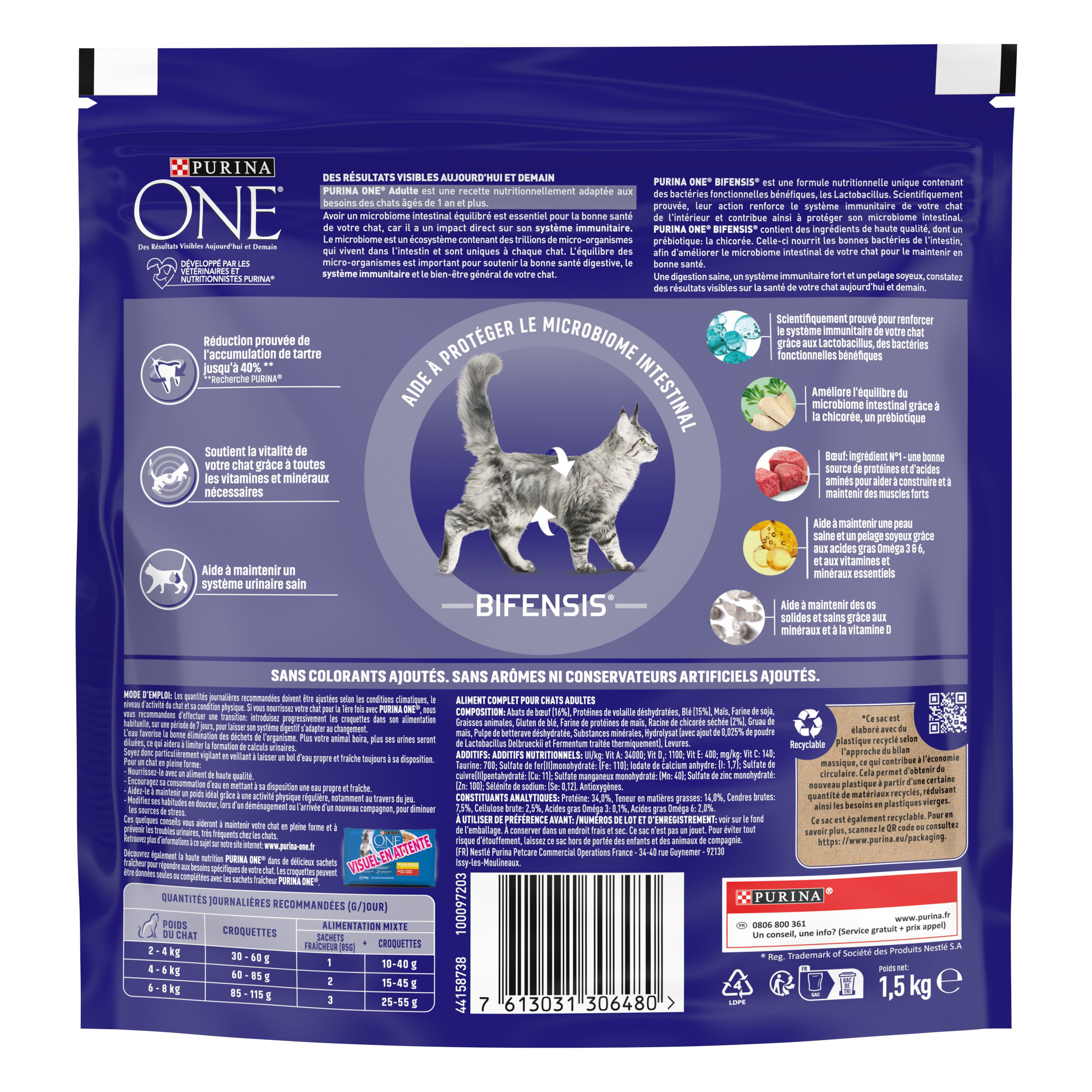 Purina One - Croquettes au Boeuf et C&eacute;r&eacute;ales pour Chat Adulte - 1,5Kg Image num&eacute;ro 2