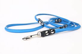 Yogipet - Laisse en Cuir Réglable Bleu pour Chien - 220cm