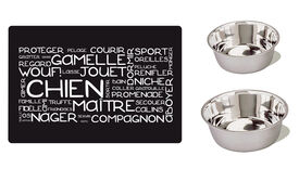 Anka - Set 2 Gamelles Inox + Tapis Aimanté pour Chiens - Ø20cm/16,5cm