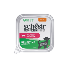 Schesir - P&acirc;t&eacute;e en Barquette Monoprotein Sensitive Active B&oelig;uf pour Chiens
