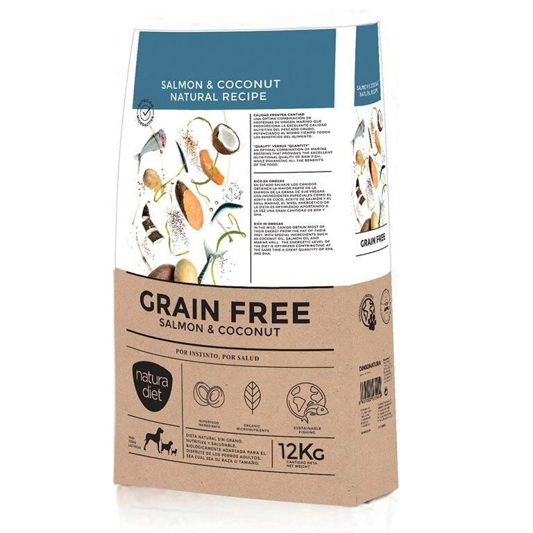 Natura Diet - Croquettes GRAIN FREE Saumon et Coco pour Chien - 12Kg Image num&eacute;ro 1