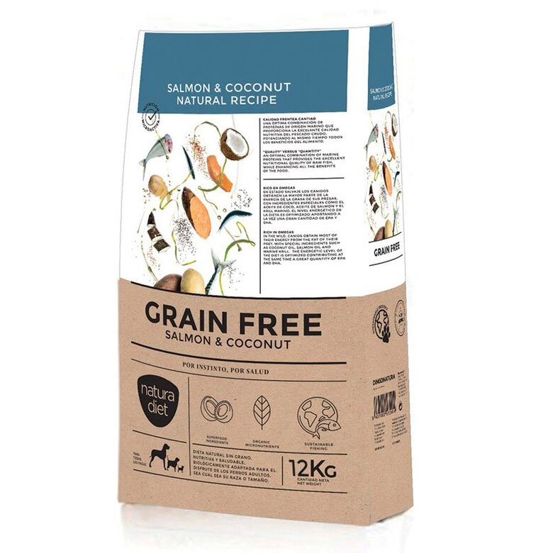 Natura Diet - Croquettes GRAIN FREE Saumon et Coco pour Chien - 12Kg Image numéro 1 Natura Diet - Croquettes GRAIN FREE Saumon et Coco pour Chien - 12Kg Image numéro 1